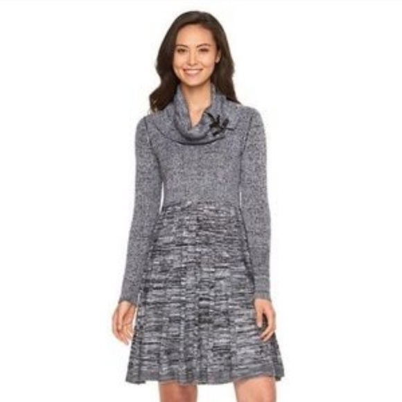 Dana Buchman Dresses & Skirts - Dana Buchman Black Grey Cowl Neck Dress L